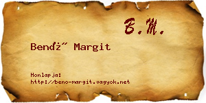 Benő Margit névjegykártya